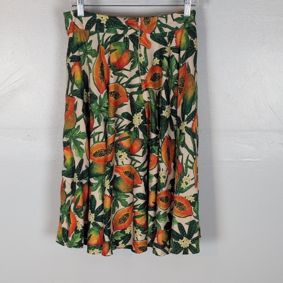 Voodoo Vixen Curve Cherie Tropical Fruit Print Flare Skirt - Picture 3 of 5